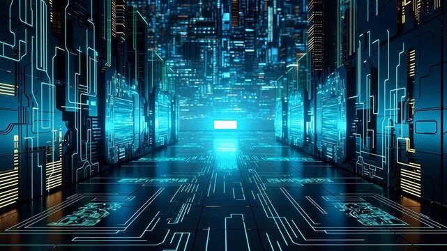Digital technology green cyberpunk abstract background