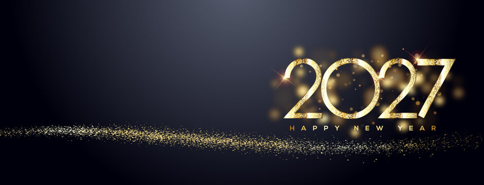 Happy New Year 2027 Greeting Card, Banner, Background