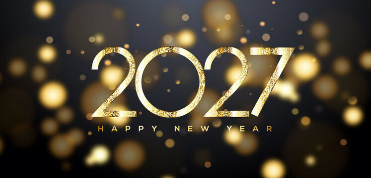 Happy New Year 2027 Greeting Card, Banner, Background