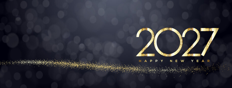 Happy New Year 2027 Greeting Card, Banner, Background