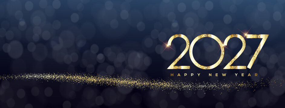 Happy New Year 2027 Greeting Card, Banner, Background