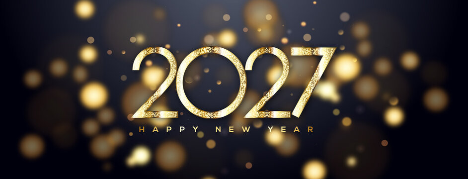 Happy New Year 2027 Greeting Card, Banner, Background