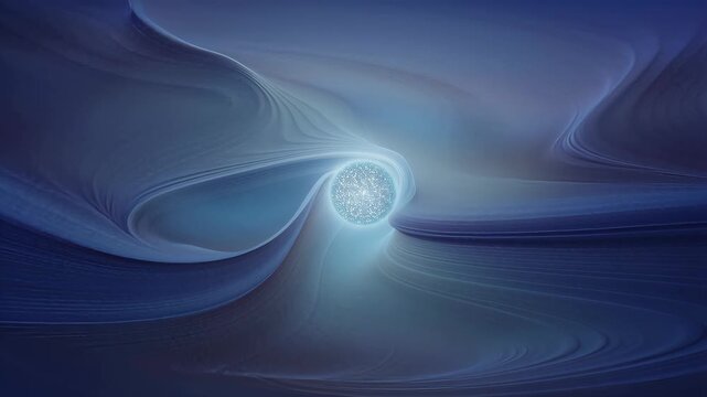 Abstract blue swirling vortex with glowing center in digital art