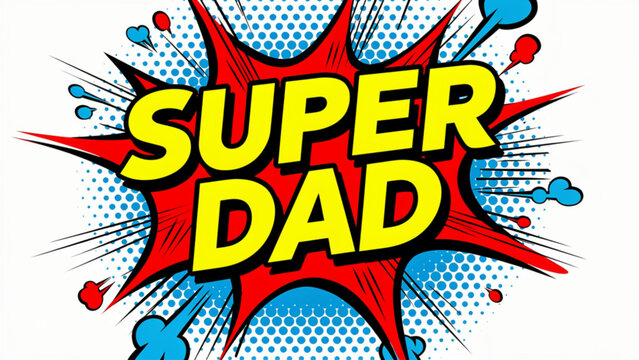 Super Dad comic pop art burst text.