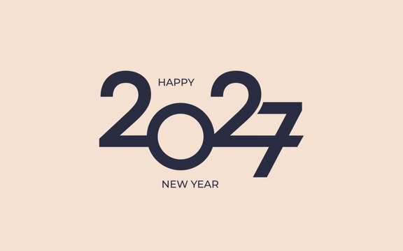 2027 Happy New Year logo text design. 2027 number design template. Vector illustration.
