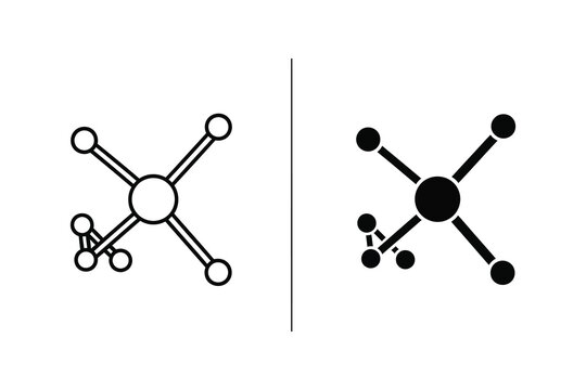 Carbon and silicon atom structure comparison vector line illustration