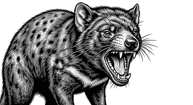 Fierce Aardwolf with Open Mouth.