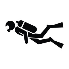 Scuba diver in black silhouette swimming underwater © MDHOMAYOUN