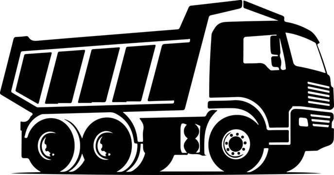 Black dump truck, heavy duty vehicle, construction equipment, industrial transport