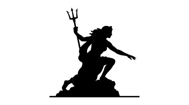Silhouette of a mythical sea god.