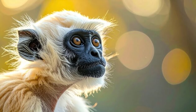 Close-up portrait of a curious langur monkey in natural light.