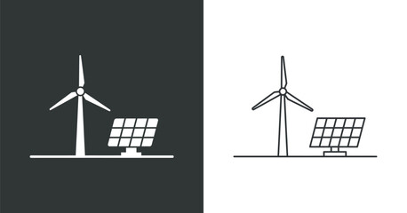Wind Turbine And Solar Panel Black And Light Pictograms © MOHAMMAD
