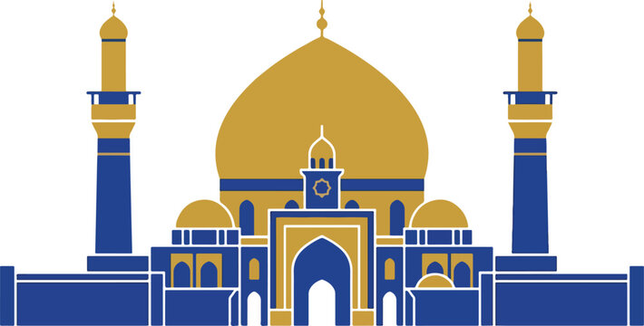 Minimalist Vector Silhouette of Imam Hussain Shrine Karbala