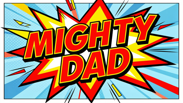 Mighty dad comic book pop art burst.