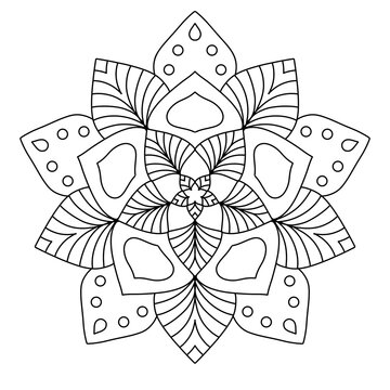 Hand drawn black and white mandala design