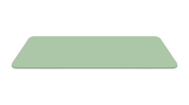 Simple flat green rectangular mat with rounded corners on a white background