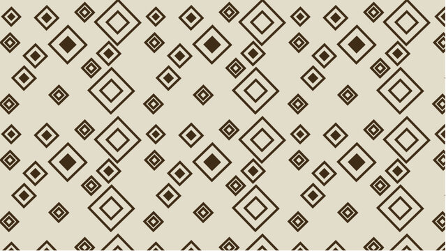 Geometric diamond pattern vector with repeating layered brown line diamonds on beige background in symmetrical decorative design