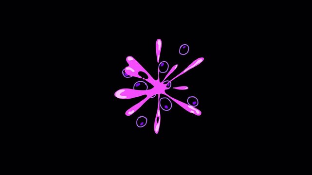 Pink liquid splash cartoon explosion animation style simple fun abstract shape.