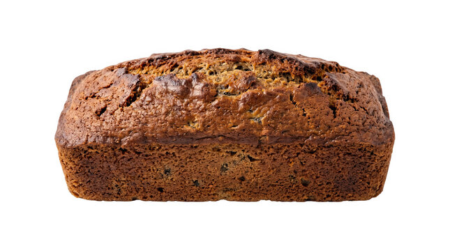 Loaf of banana bread isolated on transparent background png, bakery items