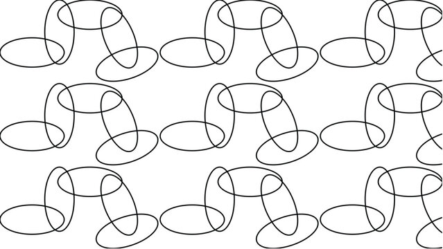   
Abstract elliptical loop pattern vector with repeating interconnected twisted ring shapes in geometric grid tessellation