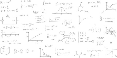 Math formulas on blackboard in a science and education sketch style vector design pattern © imoboy