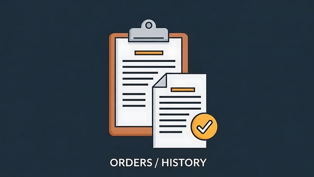 Digital order history confirmation checklist interface.