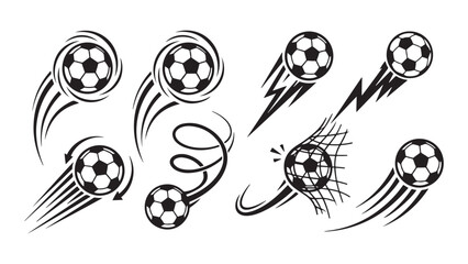 Set of Soccer Ball Motion Icons and Speed Symbols © Anzuman