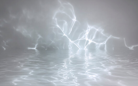 Water reflection. Reflective water effect. Digital backdrop Texture water. Mylar foil light glow. Water texture with sun reflections