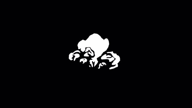 Smoke vfx is a simple white cartoon puff shape digital graphic element icon.