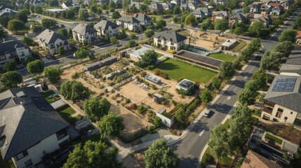 Obraz premium Community Focused Residential Neighborhood Featuring Shared Open Spaces
