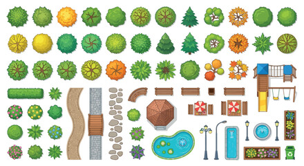 Top down Vector Trees Park Elements And Landscape Features © PROMA