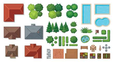 Vector Illustration Of Building Elements And Landscape Features © PROMA