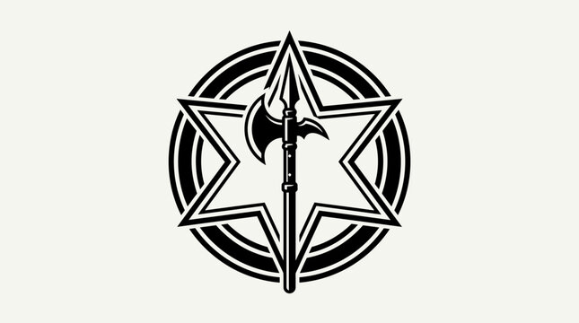 Black star symbol with axe logo.
