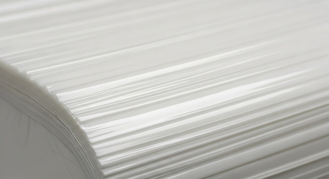 Macro detail of white corrugated surface texture with corrugated, abstract