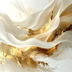 Abstract gold and white fluid art background design © DAHLIA