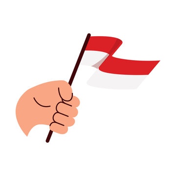 Hand Holding Indonesian Flag