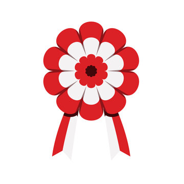 Indonesian Independence Rosette Ribbon Badge in Red and White Colors