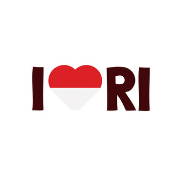 I Love Indonesia Patriotic Heart Symbol Typography Vector Illustration