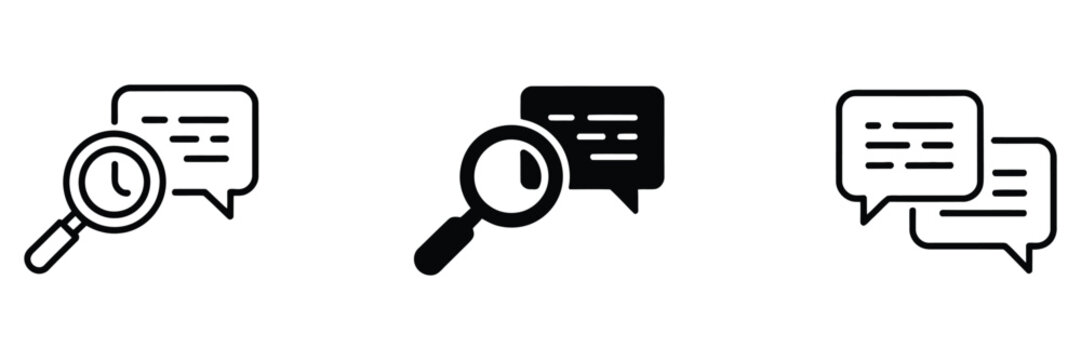 Search Conversation Icon Representing Communication Insight Hidden Connections Message Exploration and Intelligent Information Discovery vector design