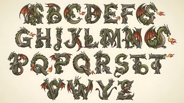 Vintage alphabet letters with ornate decorative frames.
