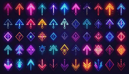 Obraz premium Neon Arrows Collection - Futuristic Directional Signs in Vibrant Colors.