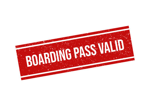 Red boarding pass valid stamp isolated on transparent background