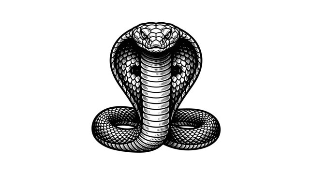 Black cobra snake head raised.