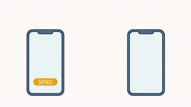 Easy Online Money Sent and Received Animation Element, Smartphone peer-to-peer (P2P) Payment Concept, Online Banking Cash Transaction: Successful Money Transfer Animation Element.