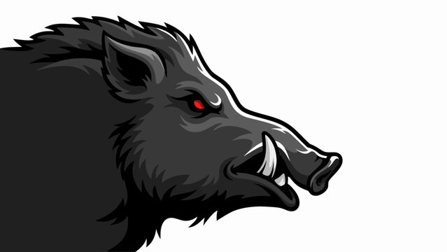 Fierce wild boar head mascot vector illustration with aggressive expression, aggressive
