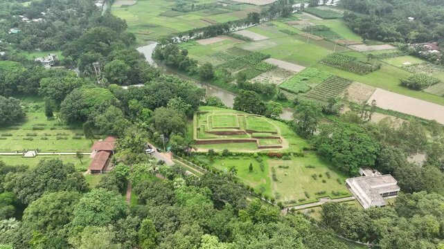 Aerial view of wari bateshwar archaeological site in narsingdi bangladesh