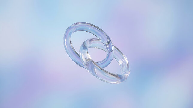 Two Interlocking Glass Rings Floating connection link
