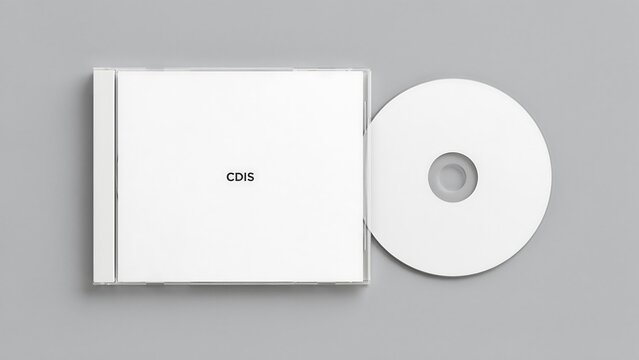 cd box and disc isolated on gray background