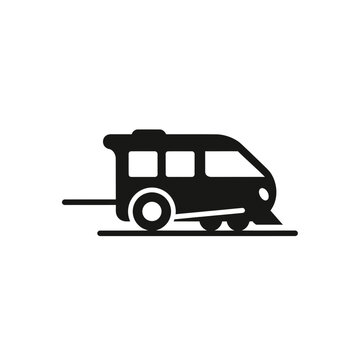 Modern Train Icon Silhouette on White Background