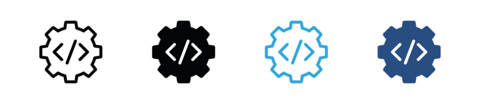 Programming Icon Set. Software Development, Coding and Application Engineering Symbols. Vector Illustration.